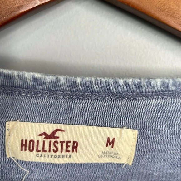 HOLLISTER Lace Up Tied T-Shirt Blue Short Sleeve Sunwashed M - Picture 6 of 10